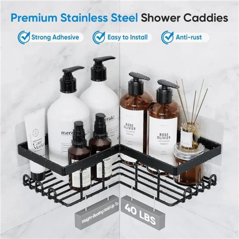 Corner Shower Caddy 3 Pack, Rustproof Stainless Steel Bathroom Organizer Storage